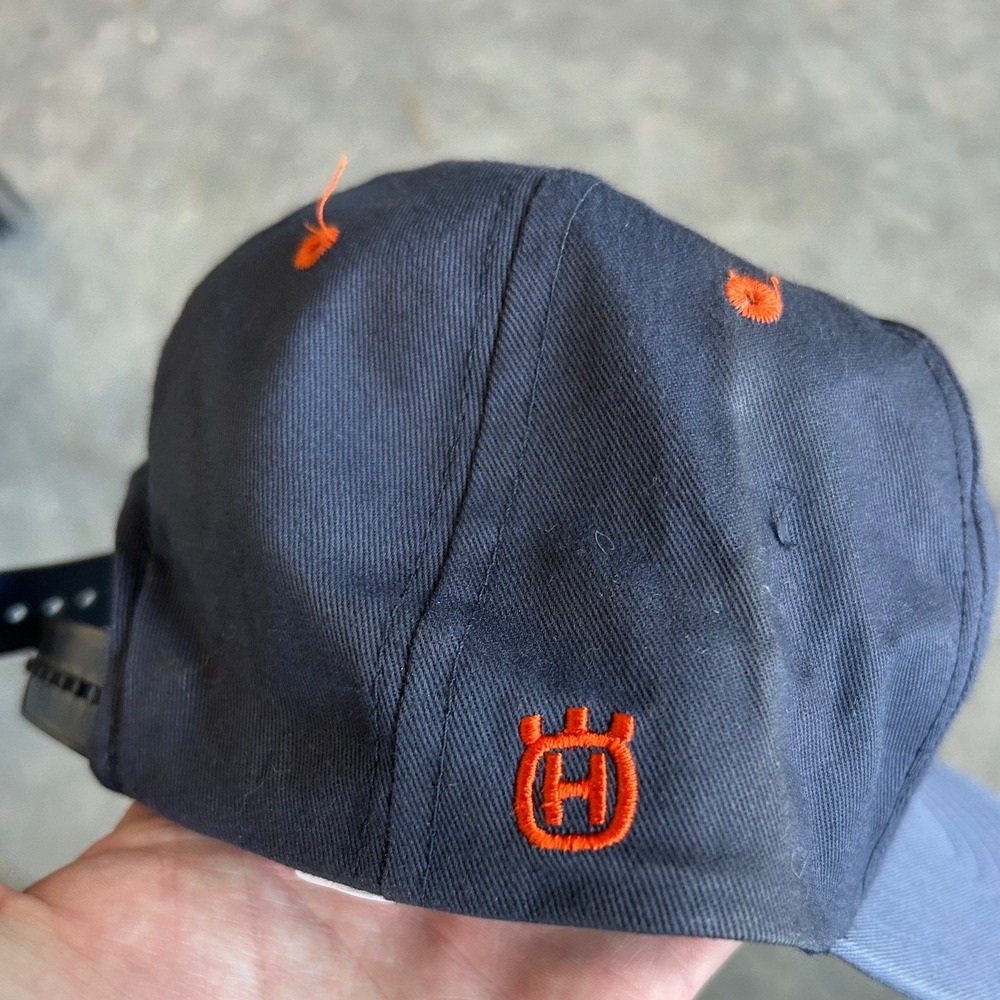 Husqvarna Mondo Vintage Navy Blue Snapback Hat Orange Embroidery Cotton Cap - Picture 7 of 9